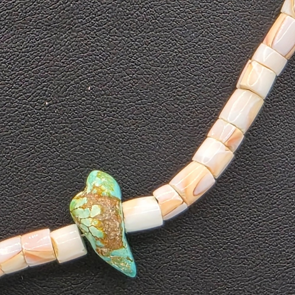 Vintage Unisex Adult Silver Tone Coral Beads‎ Ethnic Summer Beach Turquoise 18" - Picture 3 of 9